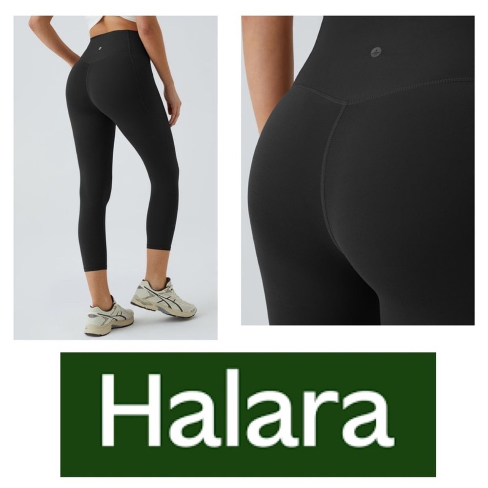 NWOT Halara SoCinched Tummy Control Sculpt Black High Waisted Capri Leggings XS